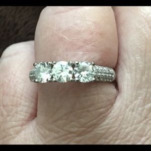 Jeulia 3 Stone White Sapphire Ring